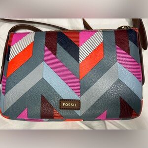 NWT Fossil Multi Color Small Gemma Crossbody Purse